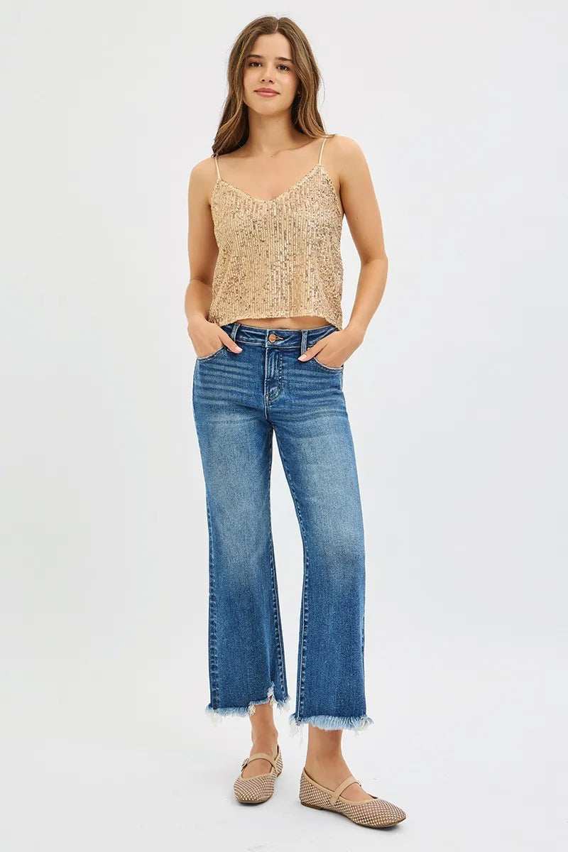 RISEN Full Size Mid Rise Crop Straight Jeans Plus Size - Trendsi - Flyclothing LLC
