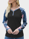 V-Neck Floral Long Sleeve T-Shirt - Trendsi - Flyclothing LLC