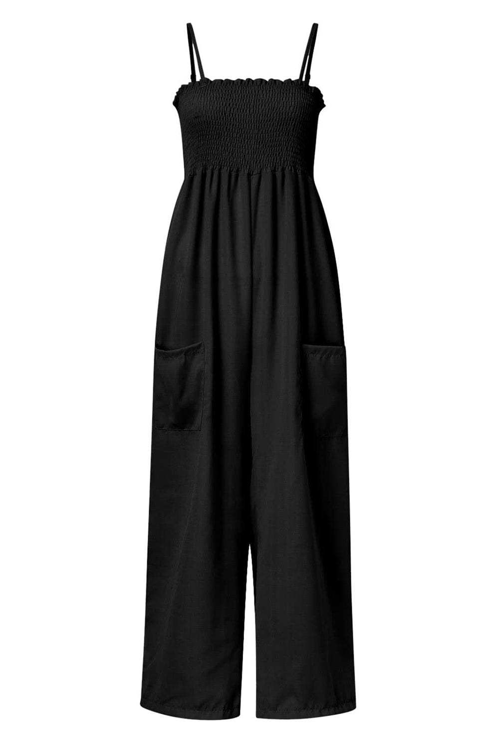 Smocked Spaghetti Strap Wide Leg Jumpsuit - Trendsi - Flyclothing LLC