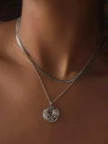 Double Layer Sun Moon Necklace - Trendsi - Flyclothing LLC