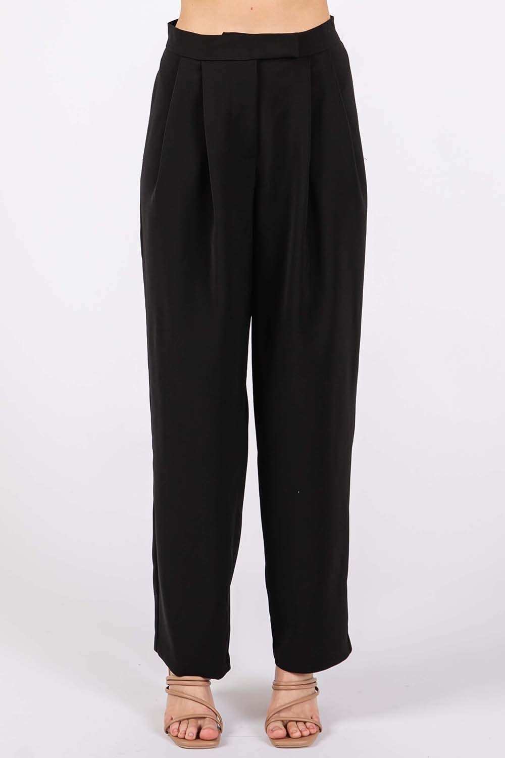 GeeGee High-Waisted Pleated Pants - Trendsi - Flyclothing LLC