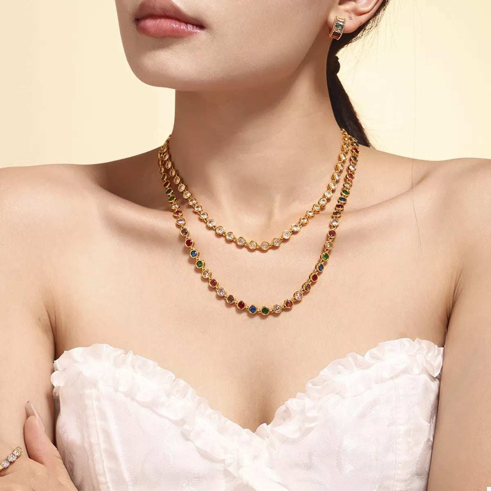 18K Gold-Plated Zircon Necklace - Trendsi - Flyclothing LLC