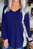 Full Size Leopard V-Neck Long Sleeve T-Shirt - Trendsi - Flyclothing LLC