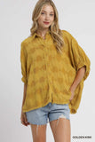 Umgee Jacquard Heart Collared Shirt - Trendsi - Flyclothing LLC