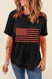 US Flag Round Neck Short Sleeve T-Shirt - Trendsi - Flyclothing LLC