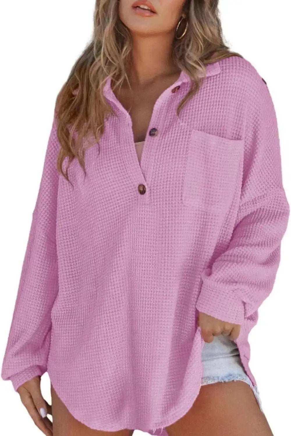Half Button Long Sleeve Sweatshirt - Trendsi - Flyclothing LLC
