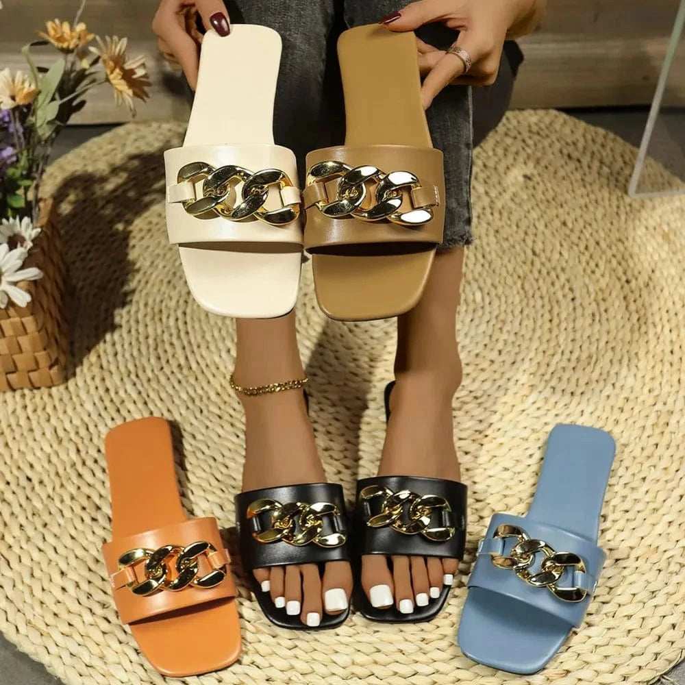 Open Toe Flats Sandals - Trendsi - Flyclothing LLC