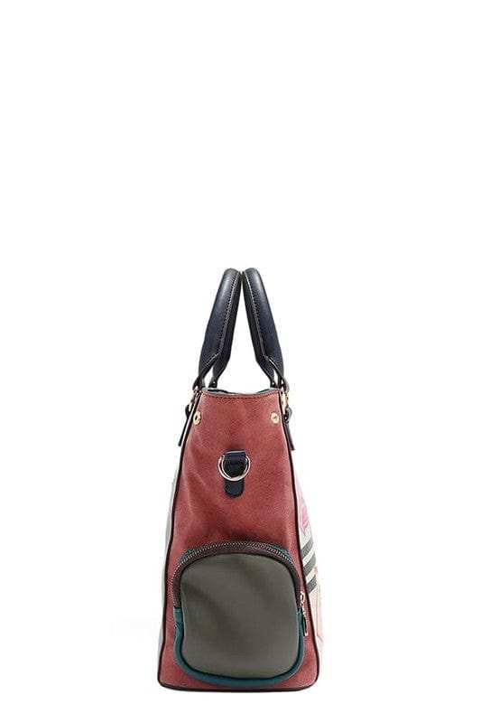 Nicole Lee USA Eco-Leather Handbag with Side Pockets - Trendsi - Flyclothing LLC