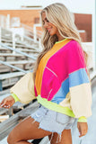 Color Block Round Neck Long Sleeve Top - Trendsi - Flyclothing LLC