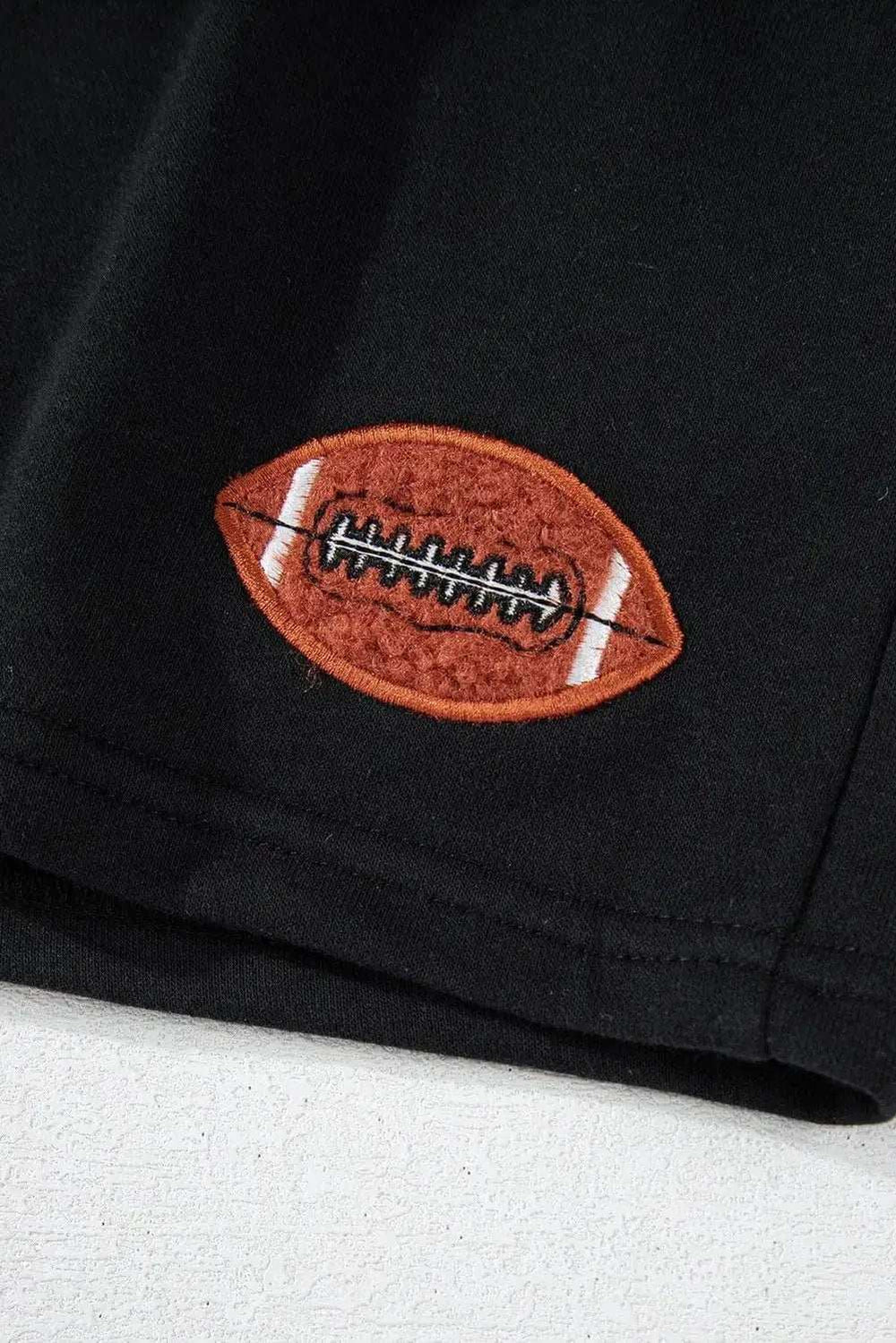 GAME DAY Football Round Neck Long Sleeve Top and Shorts Set - Trendsi - Flyclothing LLC