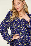 Double Take Full Size Printed Ruffle Hem Long Sleeve Tiered Dress - Trendsi - Flyclothing LLC