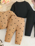 Children's Heart Print Ribbed Top and Pants Set - Trendsi - Flyclothing LLC