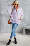 Half Zip Pocketed Dropped Shoulder Sweatshirt - Trendsi - Flyclothing LLC