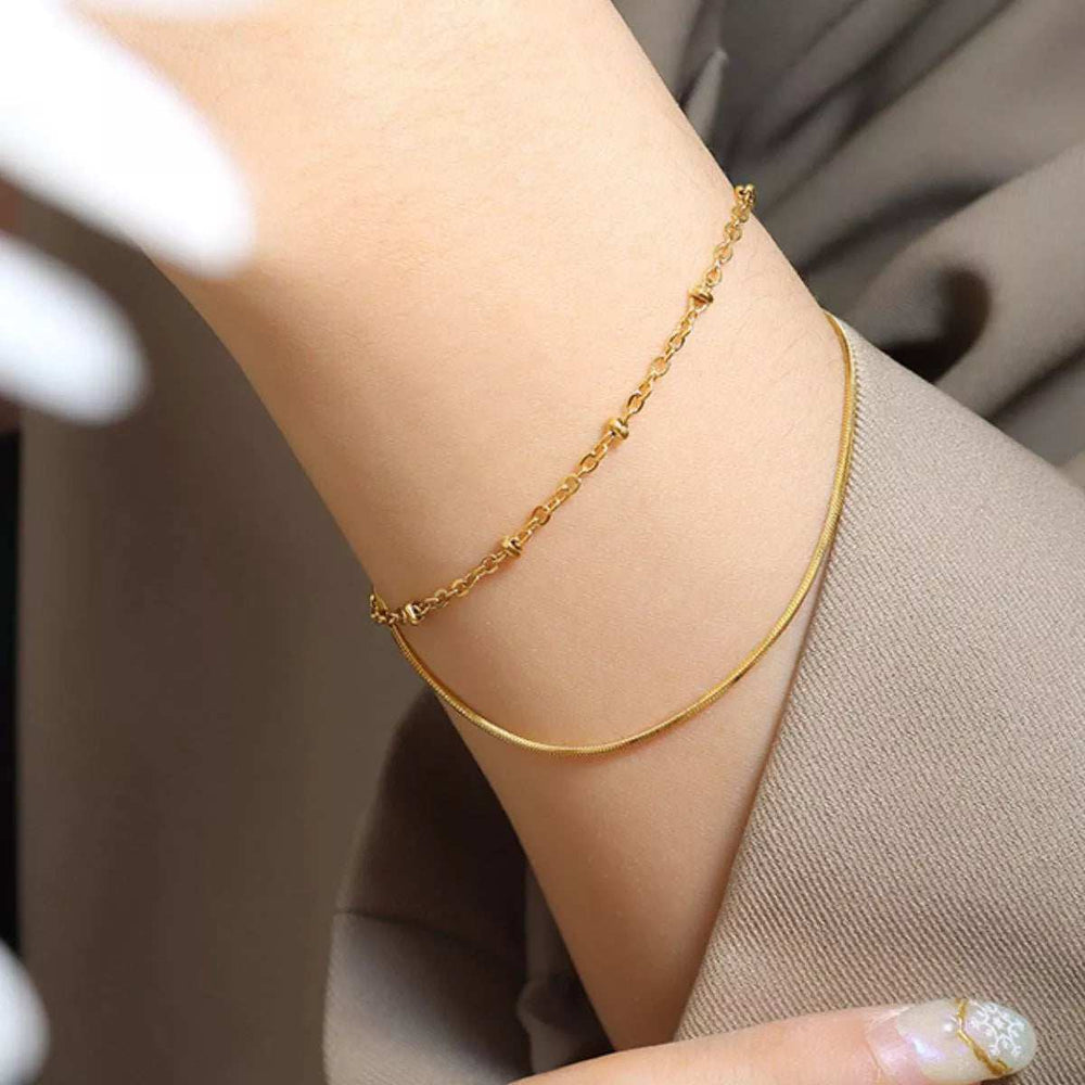 Titanium Steel Double Layered Bracelet - Trendsi - Flyclothing LLC