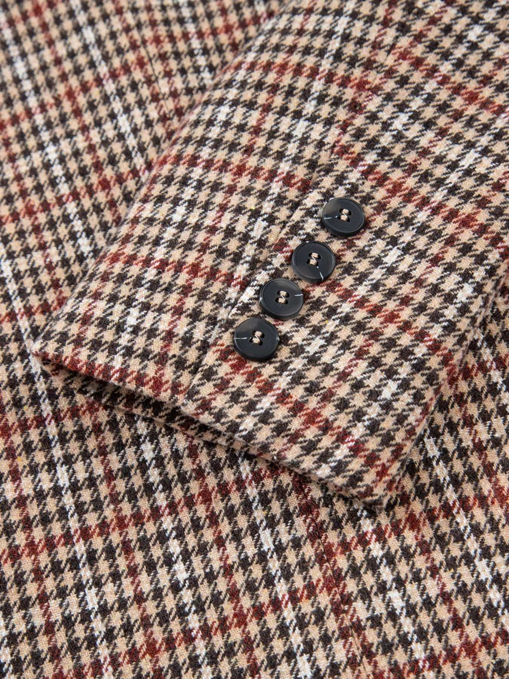 Houndstooth Lapel Collar Blazer - Trendsi - Flyclothing LLC