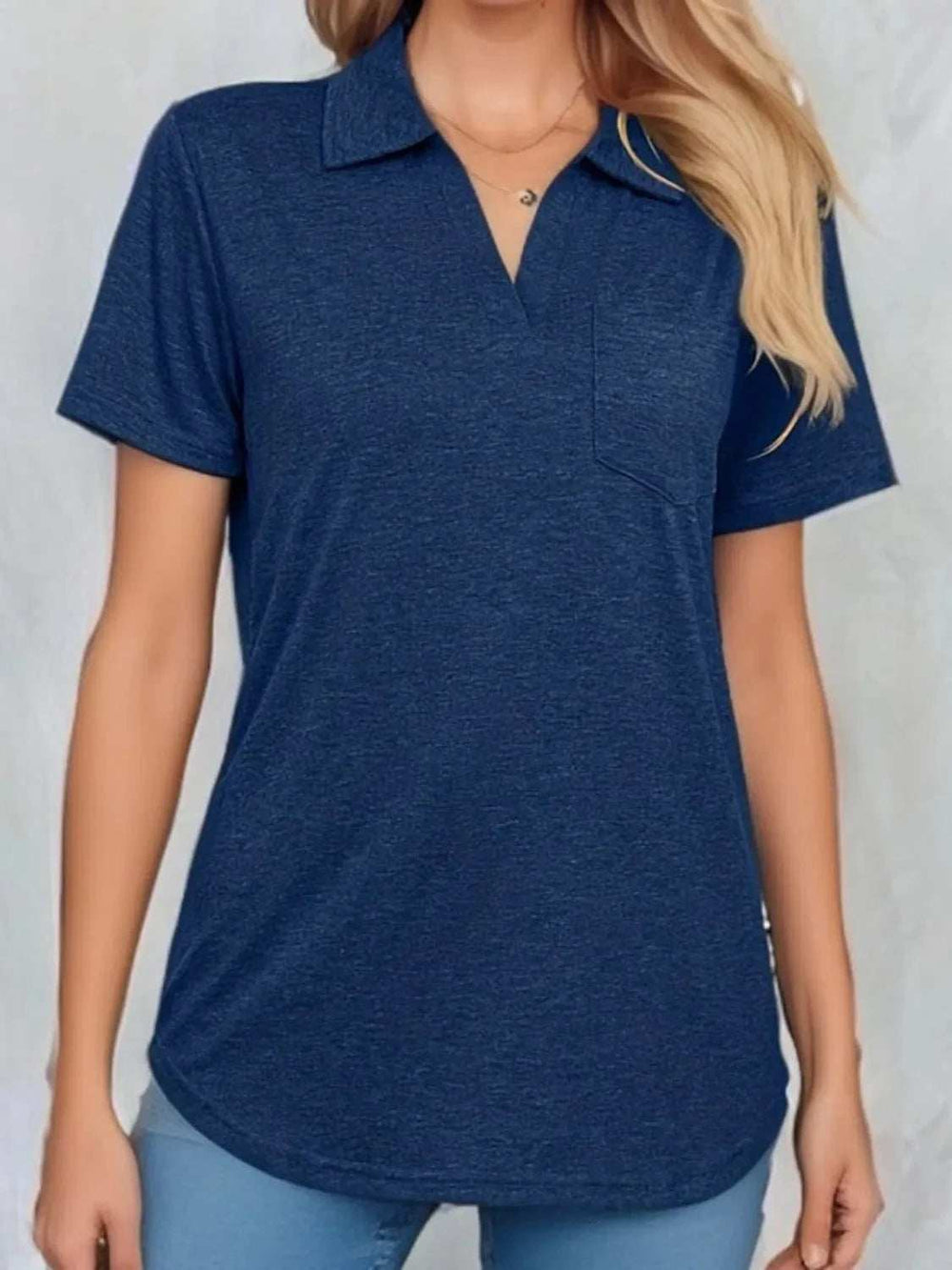 Johnny Collar Short Sleeve Top - Trendsi - Flyclothing LLC