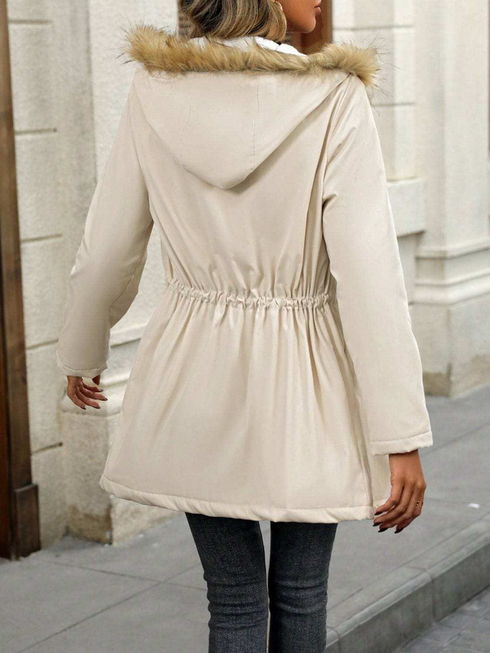 Drawstrig Zip Up Hooded Jacket - Trendsi - Flyclothing LLC