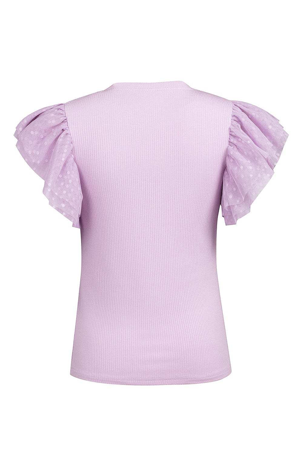 Ruffled Round Neck Cap Sleeve Top - Trendsi - Flyclothing LLC