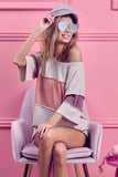 BiBi Thermal Rib Top with Bella Rib Color Block - Trendsi - Flyclothing LLC