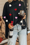 Valentine’s Day Heart Patched Turtleneck Long Sleeve Top - Trendsi - Flyclothing LLC