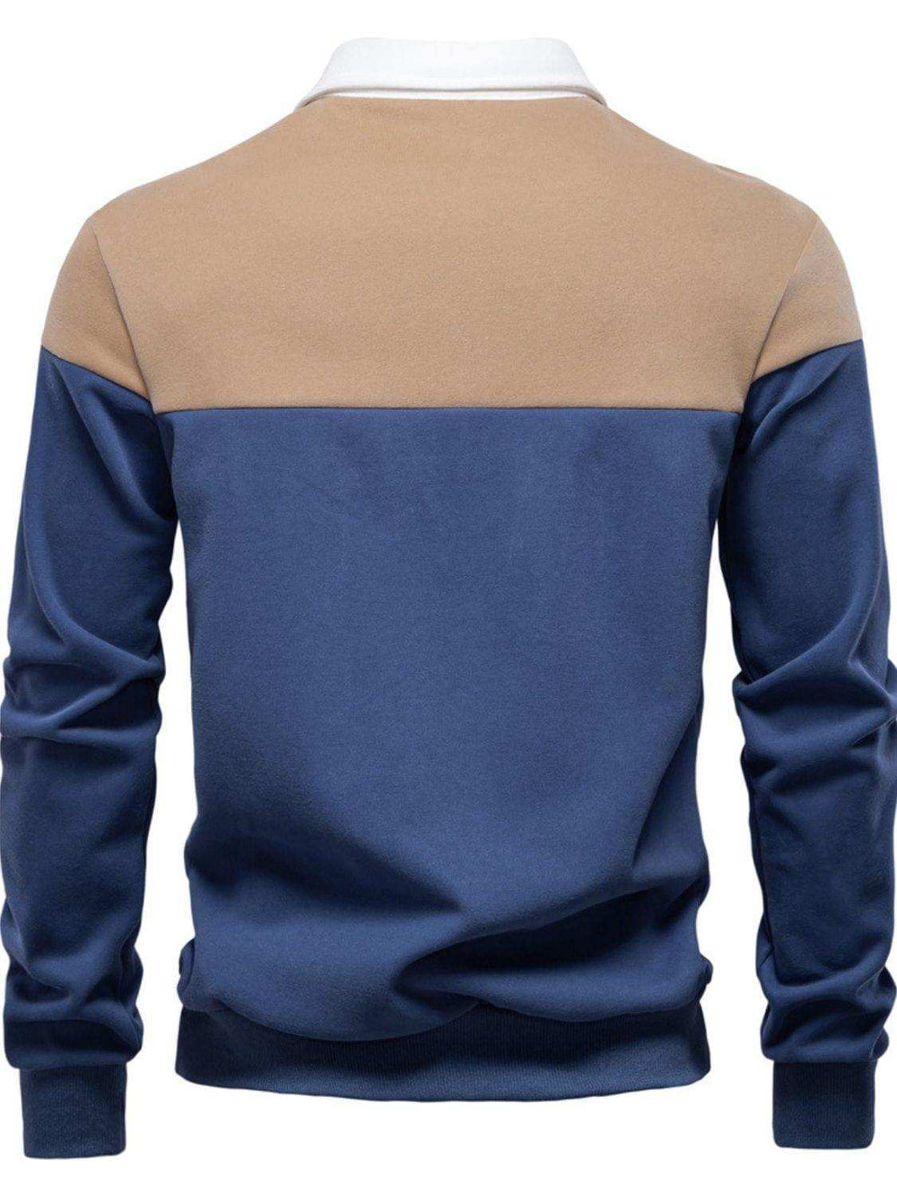 Men's Collared Neck Contrast Long Sleeve Polo - Trendsi - Flyclothing LLC
