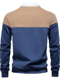 Men's Collared Neck Contrast Long Sleeve Polo - Trendsi - Flyclothing LLC