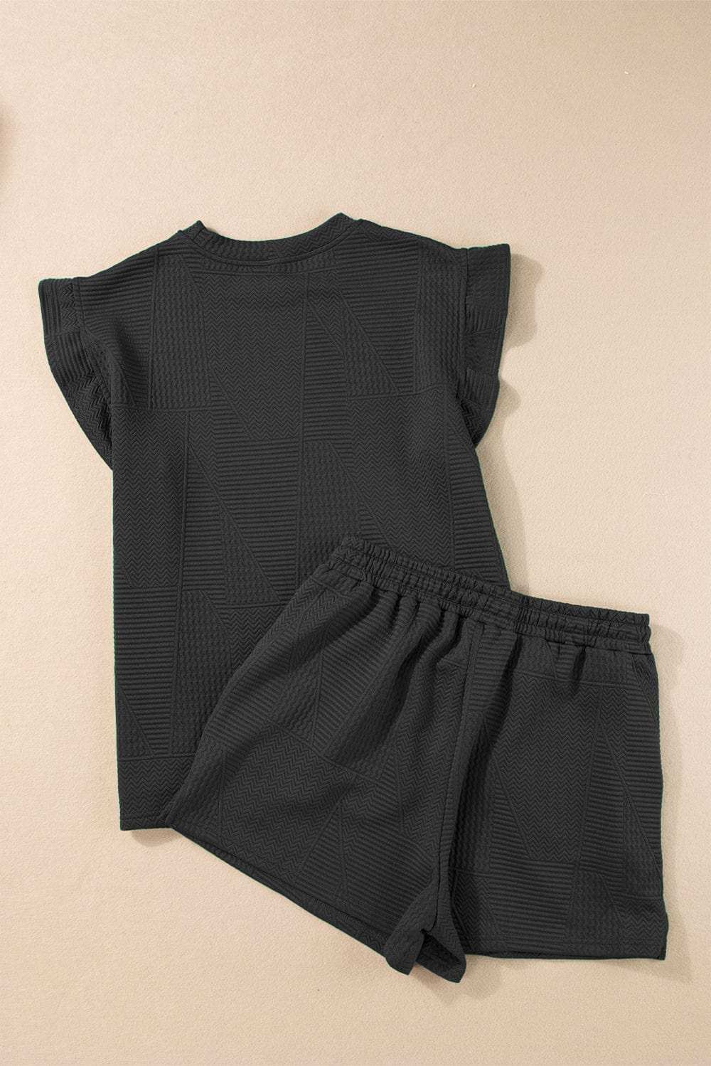 Slit Round Neck Top and Drawstring Shorts Set - Trendsi - Flyclothing LLC