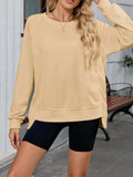Round Neck Long Sleeve Sweatshirt - Trendsi - Flyclothing LLC