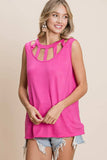 BiBi Cutout Round Neck Sleeveless Top - Trendsi - Flyclothing LLC