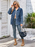 Button Up Long Sleeve Denim Jacket - Trendsi - Flyclothing LLC
