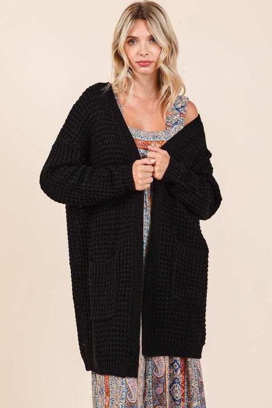 Mittoshop Open Front Long Sleeve Longline Cardigan - Trendsi - Flyclothing LLC