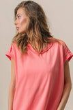 BiBi French Terry Drop Shoulder Basic Top - Trendsi - Flyclothing LLC