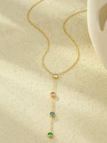 18K Gold-Plated Stainless Steel Zircon Y-Drop Necklace - Trendsi - Flyclothing LLC