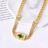 18K Gold-Plated Geometric Necklace - Trendsi - Flyclothing LLC