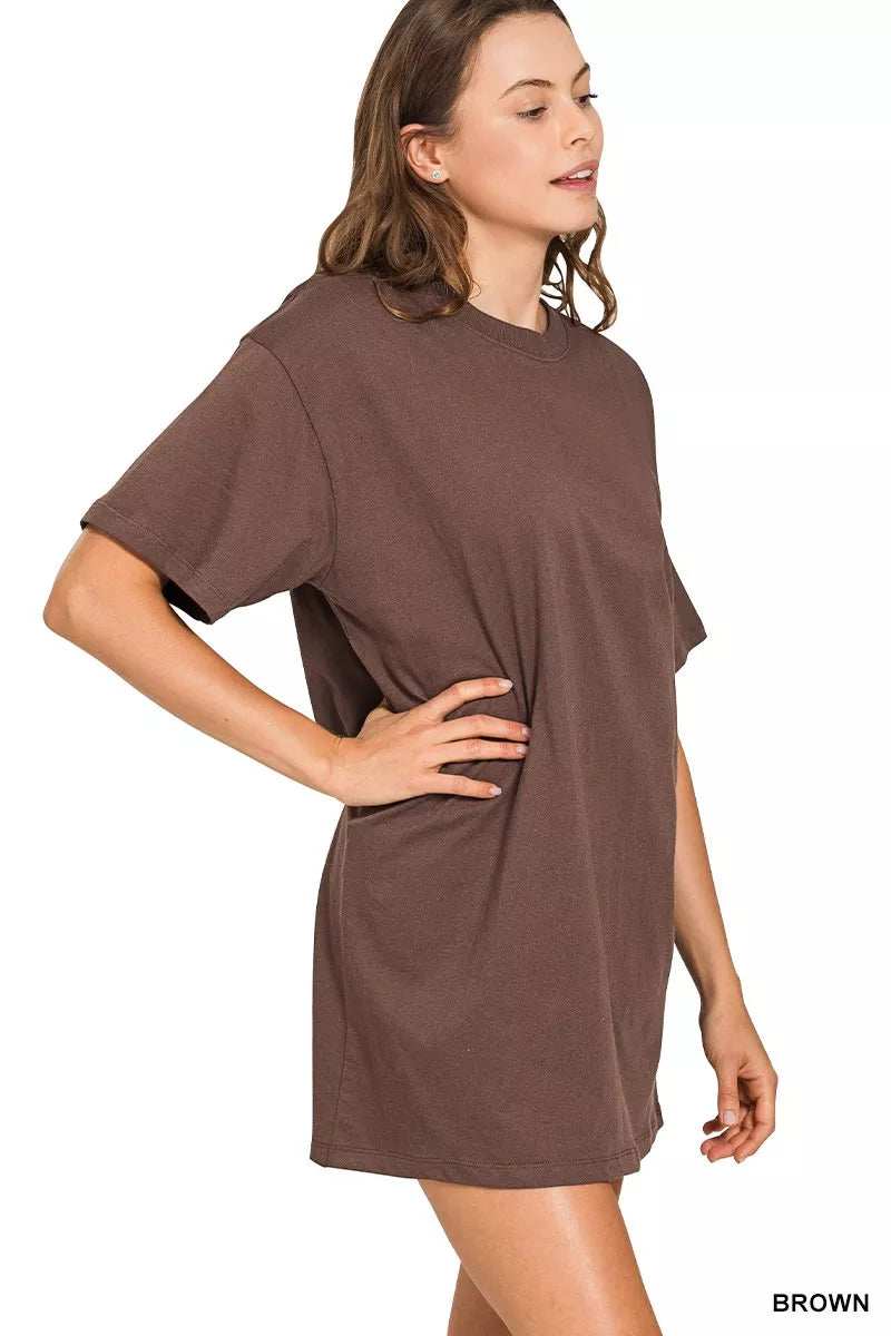 Zenana Short Sleeve Mini Tee Dress - Trendsi - Flyclothing LLC