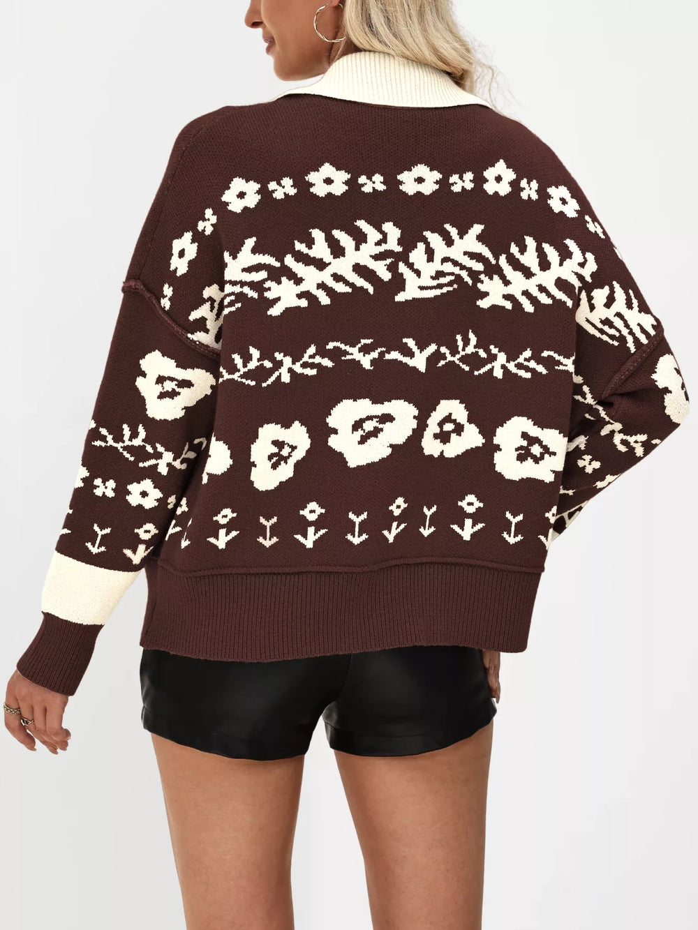 Floral Pattern Button-Down Cardigan - Trendsi - Flyclothing LLC