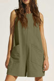 Lovelet Round Neck Sleeveless Romper with Pockets - Trendsi - Flyclothing LLC