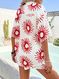 Devine Printed Collared Neck Half Sleeve Top and Shorts Set - Trendsi - Flyclothing LLC