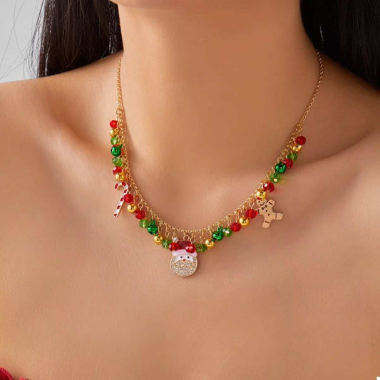 18K Gold-Plated Christmas Charm Necklace - Trendsi - Flyclothing LLC