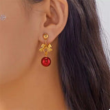 Christmas 18K Gold-Plated Ball Drop Earrings - Trendsi - Flyclothing LLC
