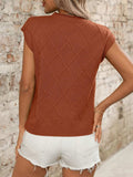 Round Neck Cap Sleeve Knit Top - Trendsi - Flyclothing LLC