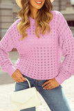 Round Neck Dropped Shoulder Long Sleeve Sweater - Trendsi - Flyclothing LLC
