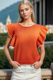 Ruffled Round Neck Knit Top - Trendsi - Flyclothing LLC