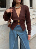 Single-Button Knit Cardigan - Trendsi - Flyclothing LLC