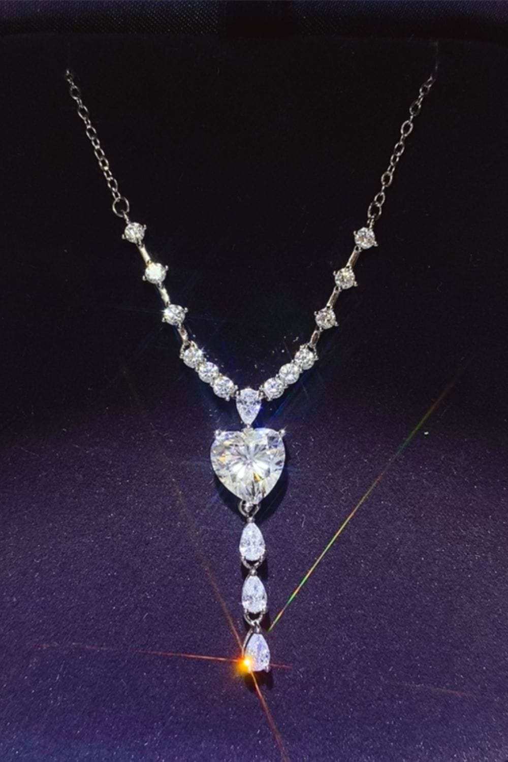 3 Carat Moissanite 925 Sterling Silver Drop Necklace - Trendsi - Flyclothing LLC