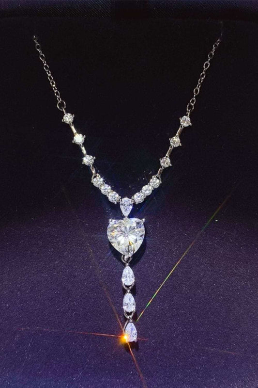 3 Carat Moissanite 925 Sterling Silver Drop Necklace - Trendsi - Flyclothing LLC