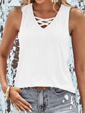 Eyelet Wide Strap Tank - Trendsi - Flyclothing LLC