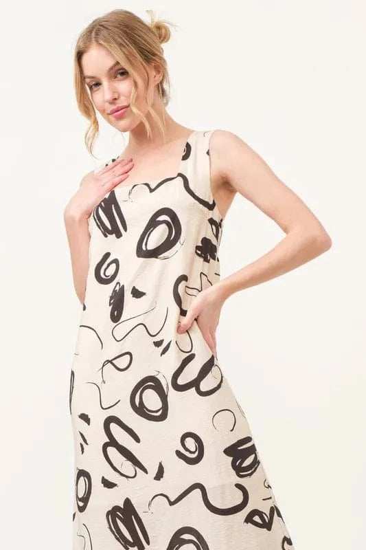 And The Why Square Neck Abstract Printed Maxi Dress - Trendsi - Flyclothing LLC