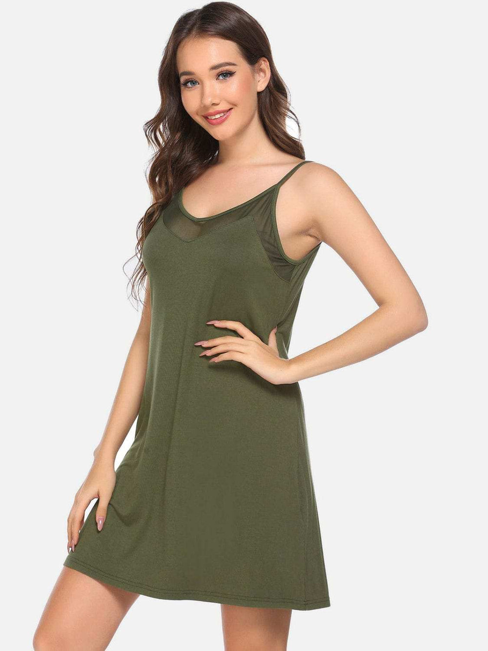 Scoop Neck Spaghetti Strap Lounge Dress - Trendsi - Flyclothing LLC