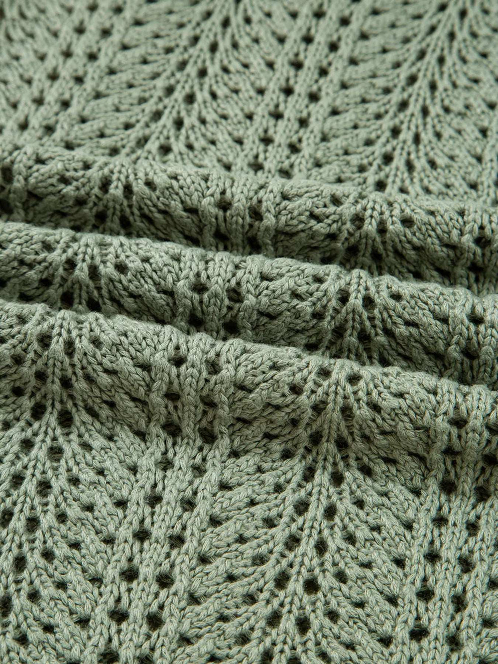 Scalloped Edge Eyelet Knit Batwing Sleeve Cardigan - Trendsi - Flyclothing LLC